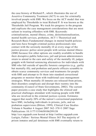 Academic Responsibility In Reporting On Mental Illness And Crime Academic Responsibility In Reporting On Mental Illness And Crime