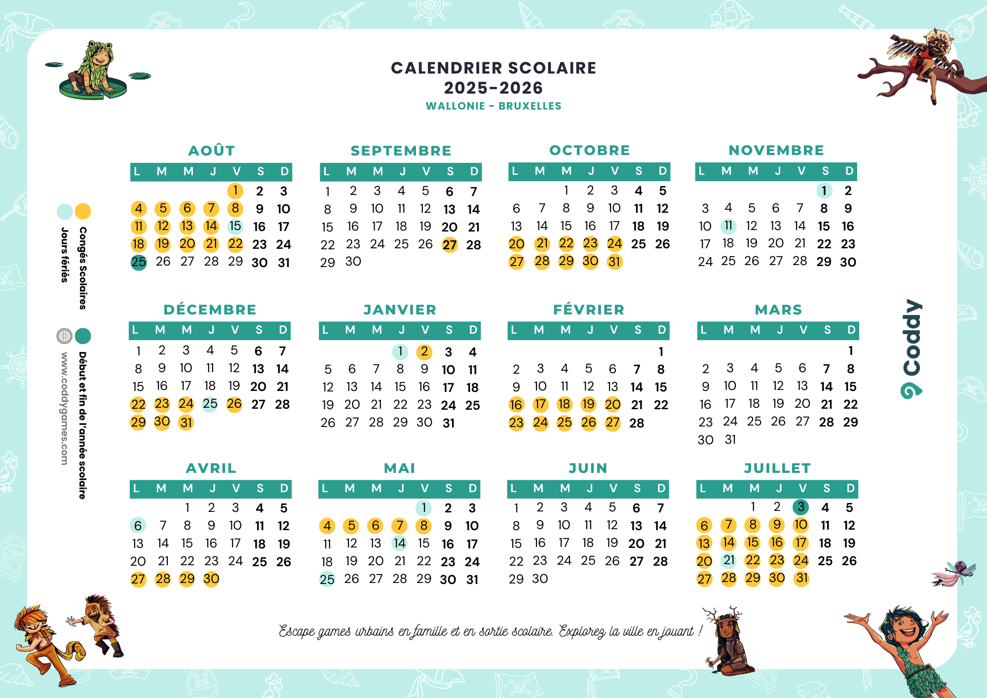 Calendrier Des Vacances Scolaires 2025: Wallonie-Bruxelles Calendrier Des Vacances Scolaires 2025: Wallonie-Bruxelles