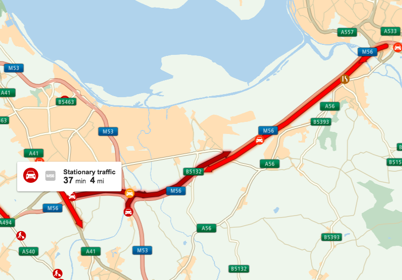 M56 Delays: Cheshire/Deeside Border Collision Causes Traffic Disruption M56 Delays: Cheshire/Deeside Border Collision Causes Traffic Disruption