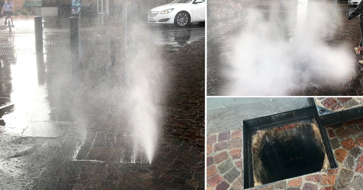Manhole Explosion: Woman And Children Narrowly Avoid Disaster Manhole Explosion: Woman And Children Narrowly Avoid Disaster