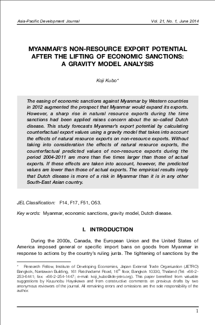 The Uneven Application Of Sanctions: A Critical Analysis Of Britain And Australia's Myanmar Policy The Uneven Application Of Sanctions: A Critical Analysis Of Britain And Australia's Myanmar Policy