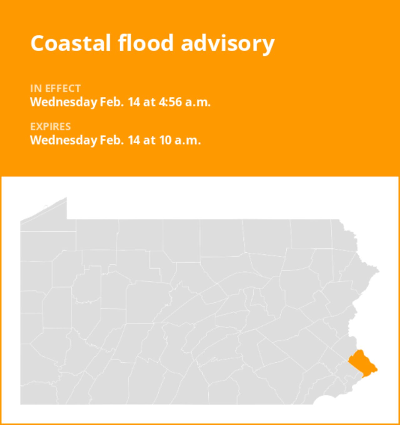 Wednesday Coastal Flood Advisory Update For Southeast Pennsylvania Wednesday Coastal Flood Advisory Update For Southeast Pennsylvania